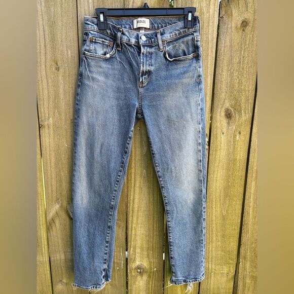AGOLDE Jeans Toni Mid-Rise Slim Straight Blue Landmark Wash Size 26 A133G-3002 - Picture 2 of 9